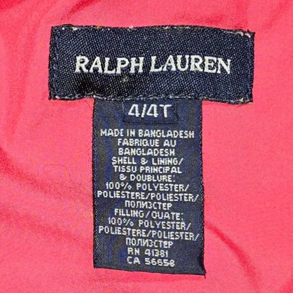 RALPH LAUREN QUILTED JACKET – GIRLS 4T – BRIGHT PINK – DOUBLE‑BREASTED